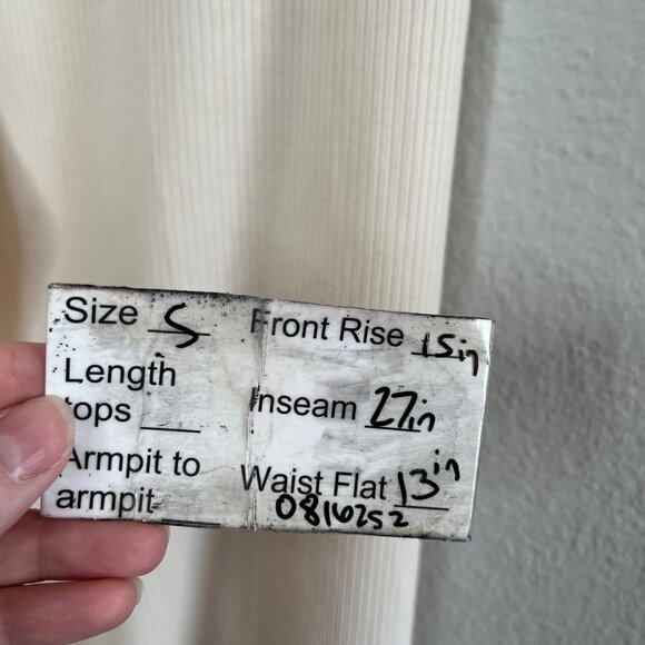 Dressed in LALA Small Cream Colored High-Waisted Wide Leg Ribbed Pants - Picture 8 of 8